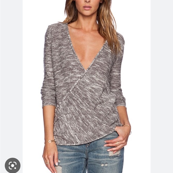Free people Gotham wrap top cream/gray xs nwt $98 - Picture 1 of 5